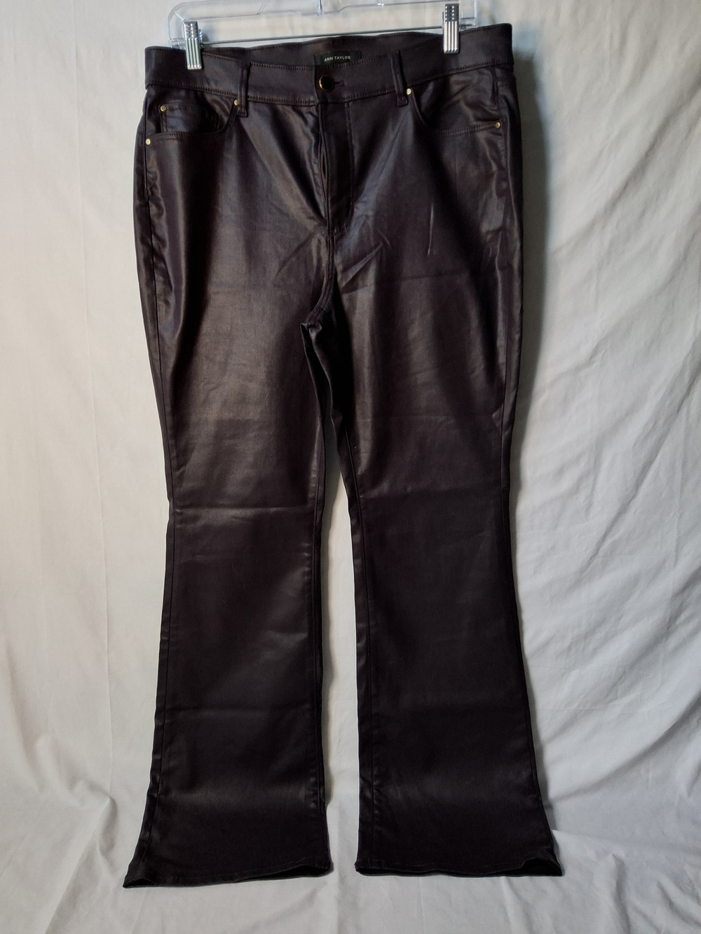 Ann Taylor Faux Leather Pants in Deep Plum - Picture 1 of 5